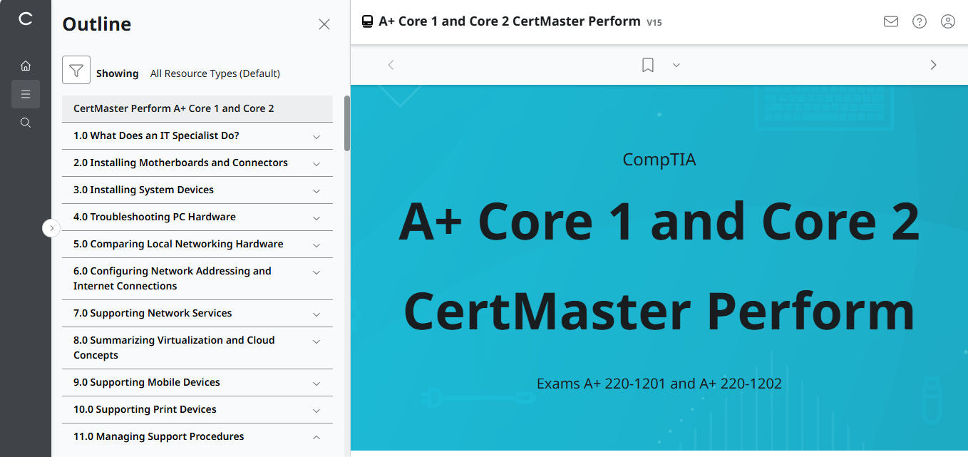 🛒Special Offer - CompTIA A+ Core 1 & 2 CertMaster Perform  (V15) (4 Month Access)