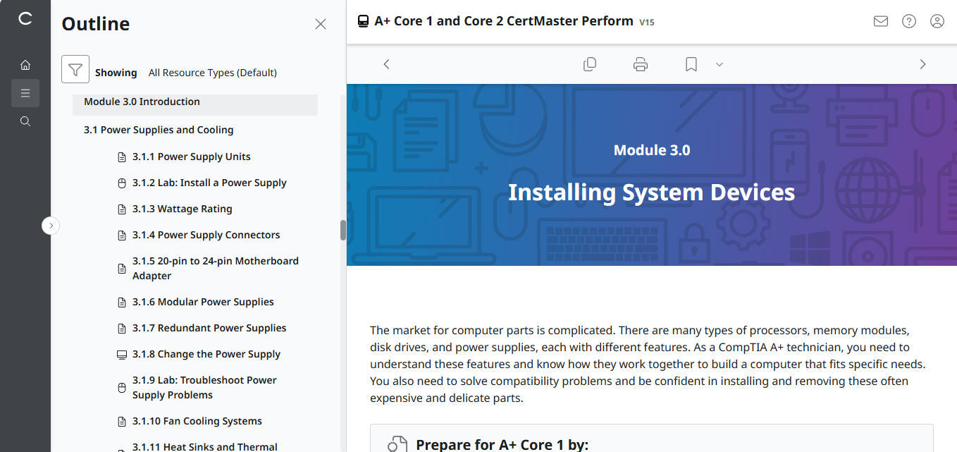 🛒Special Offer - CompTIA A+ Core 1 & 2 CertMaster Perform  (V15) (4 Month Access)